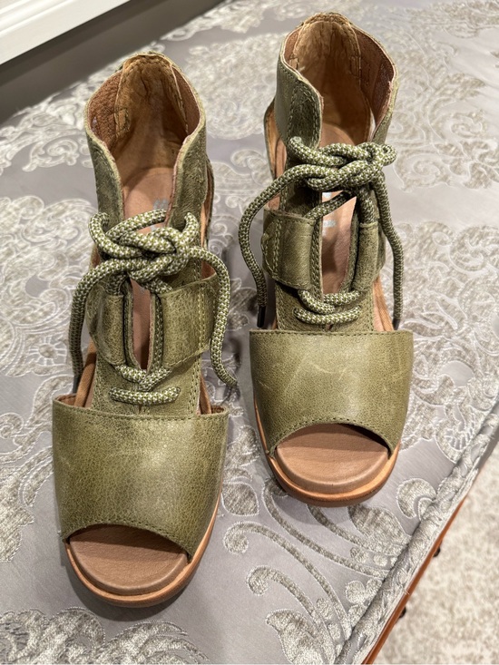 Sorel Shoes - SOREL Olive Green Women's Lace-Up Peep Toe Wedge Sandals